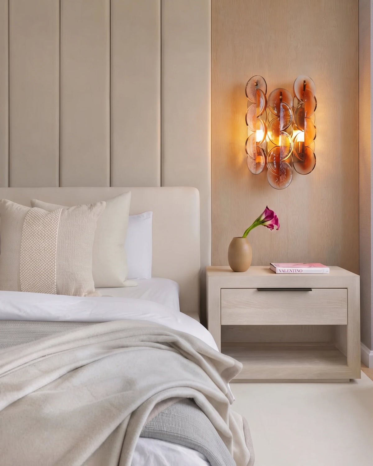 Interlocking Disc Wall Sconce in amber for Hallway by AUVIELIGHT