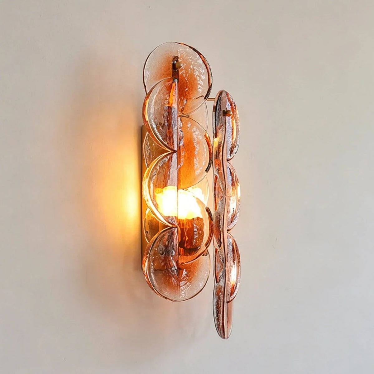 Interlocking Disc Wall Sconce in amber for Hallway by AUVIELIGHT