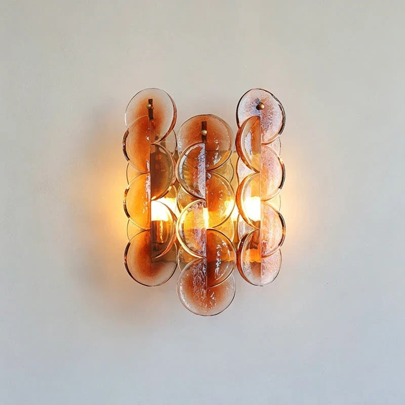 Interlocking Disc Wall Sconce in amber for Hallway by AUVIELIGHT