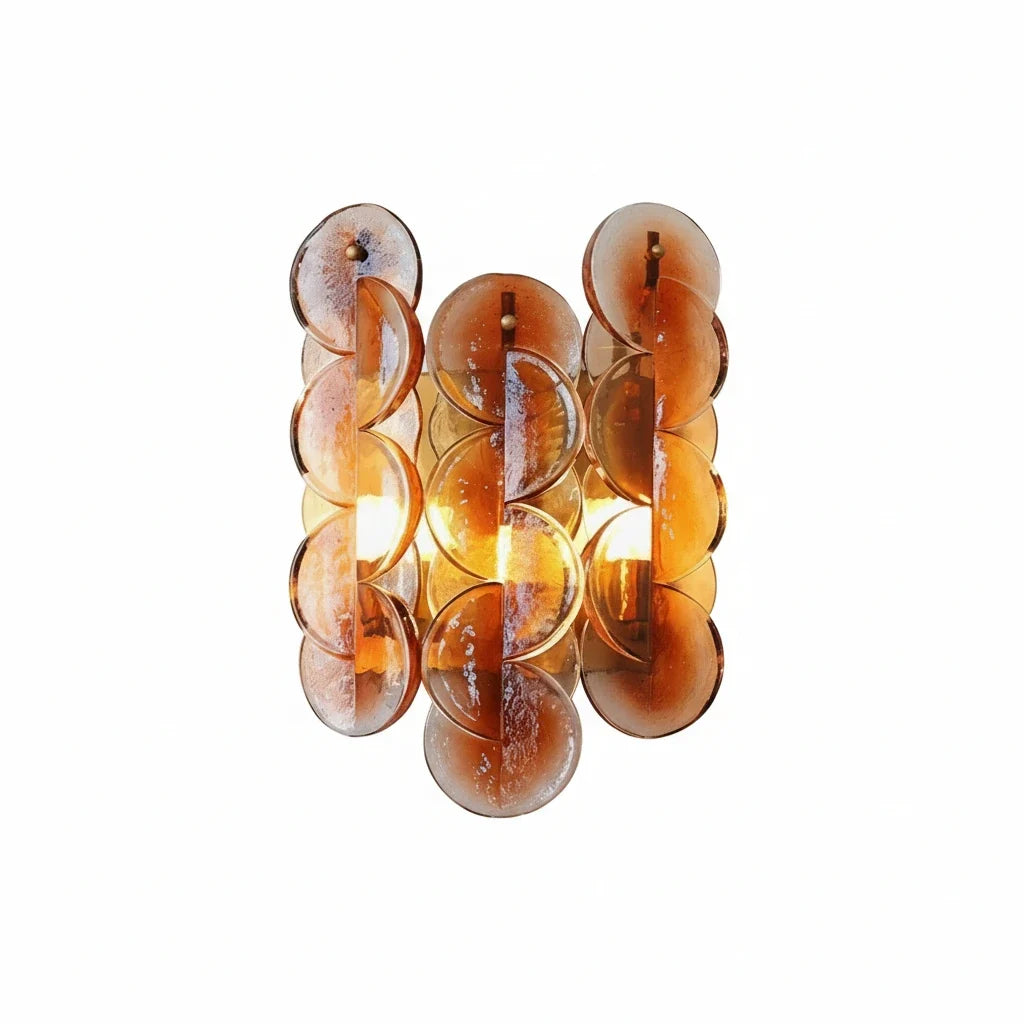 Interlocking Disc Wall Sconce in amber for Hallway by AUVIELIGHT