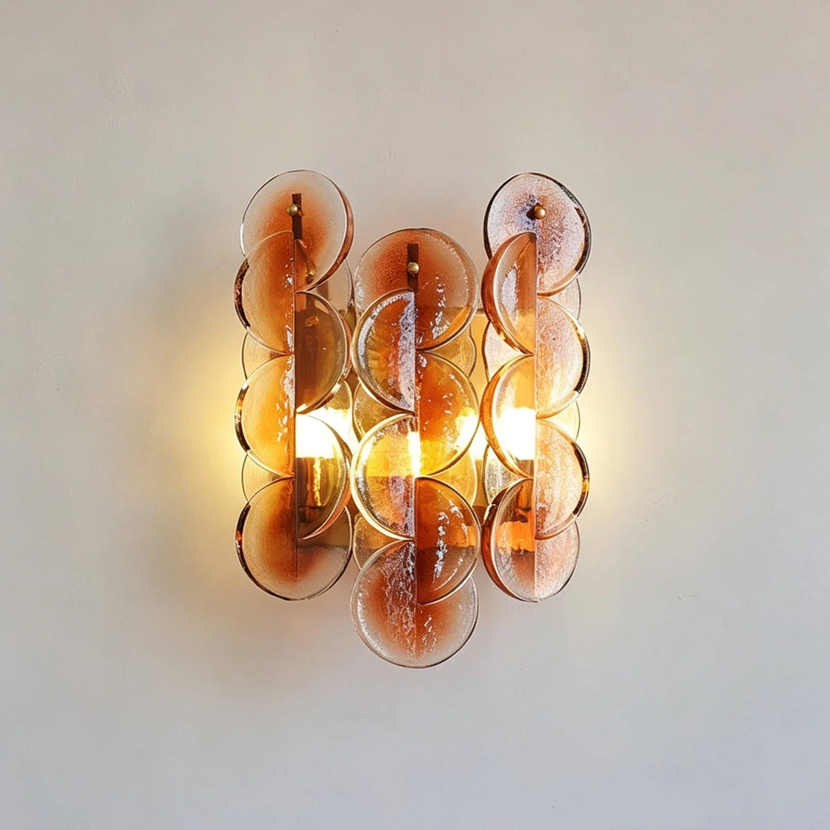 Interlocking Disc Wall Sconce in amber for Hallway by AUVIELIGHT