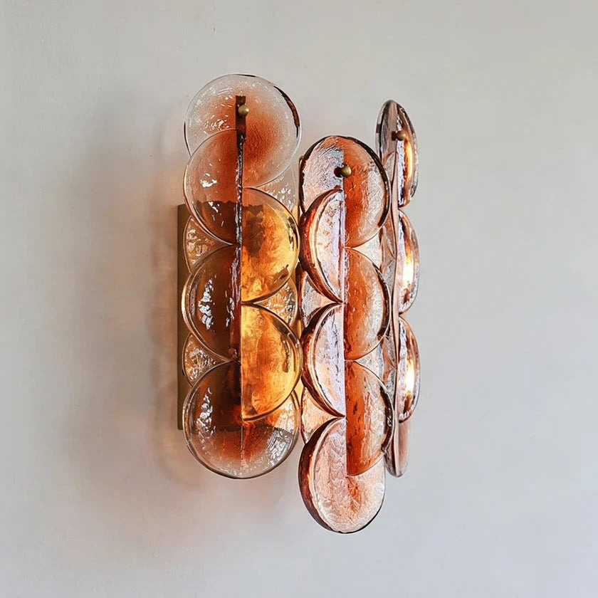Interlocking Disc Wall Sconce in amber for Hallway by AUVIELIGHT