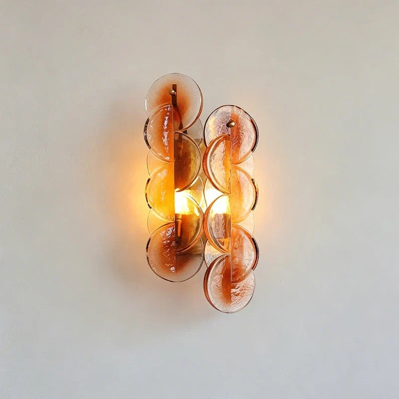 Interlocking Disc Wall Sconce in amber for Hallway by AUVIELIGHT