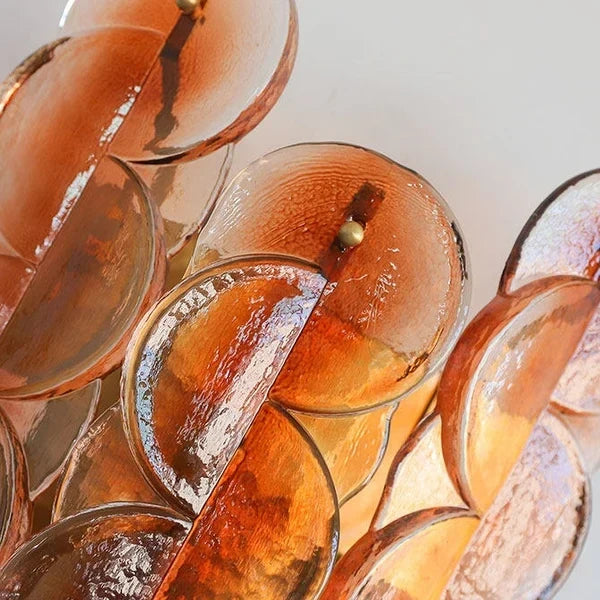 Interlocking Disc Wall Sconce in amber for Hallway by AUVIELIGHT