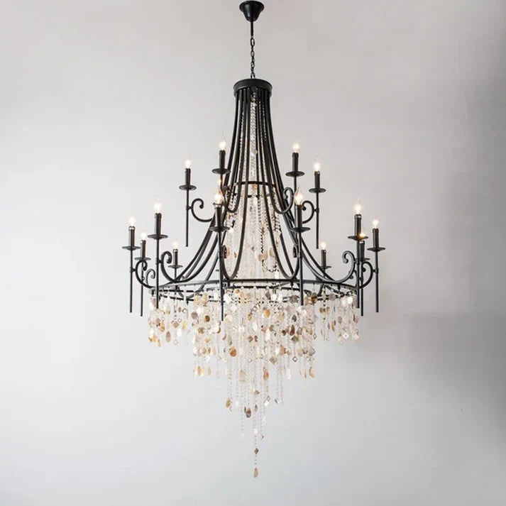 Empire Chandelier in antique brass for Dining Room by AUVIELIGHT, 12+6+3 heads D 138cm x H 220cm / ∅ 54.3″ x H 86.6″ / Black