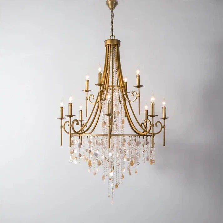 Empire Chandelier in antique brass for Dining Room by AUVIELIGHT, 8+4 heads D 95cm x H 140cm / ∅ 37.4″ x H 55.1″ / Brass
