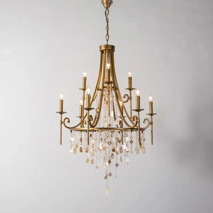 Empire Chandelier in antique brass for Dining Room by AUVIELIGHT, 6+3 heads D 80cm x H 120cm / ∅ 31.5″ x H 47.2″ / Brass