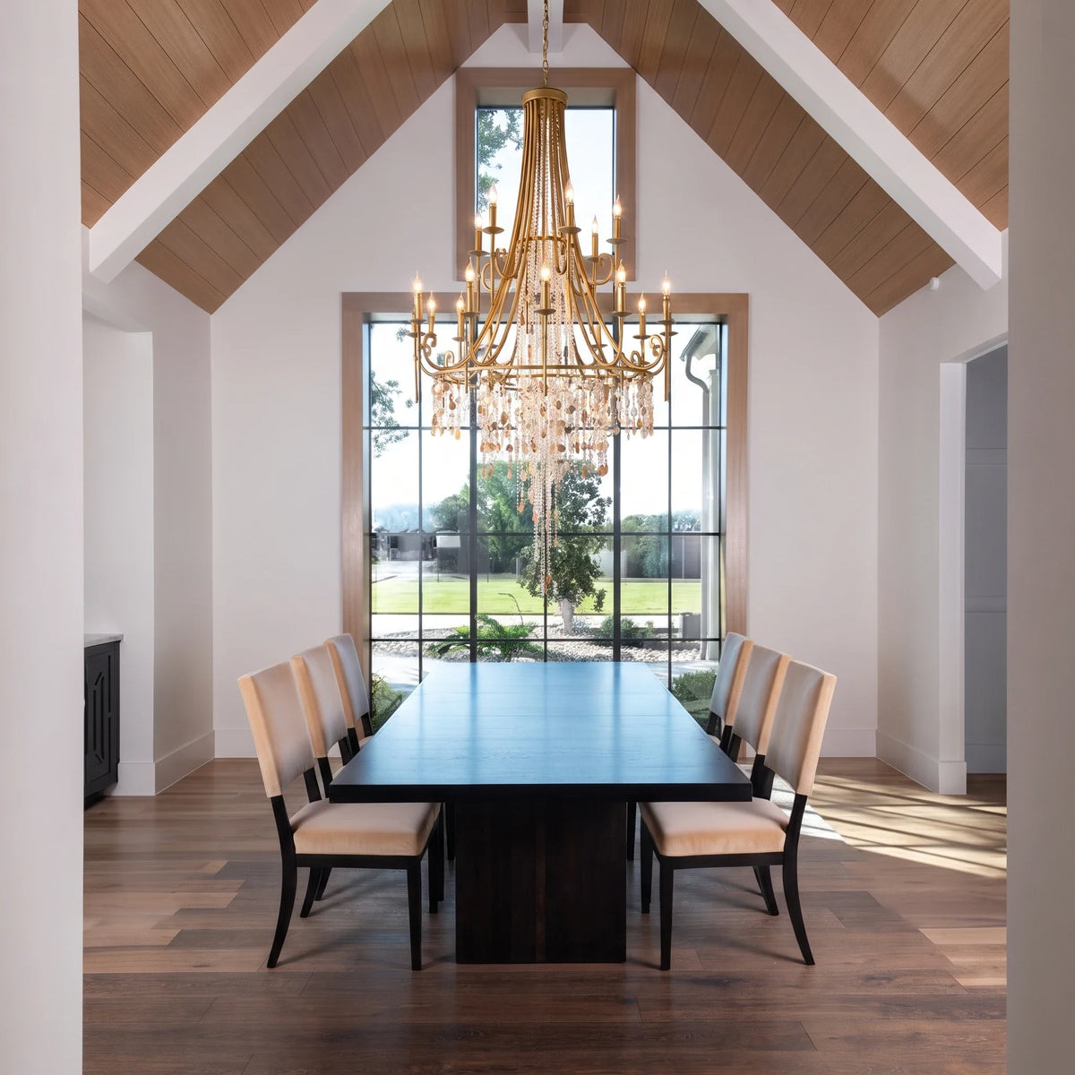Empire Chandelier in antique brass for Dining Room by AUVIELIGHT