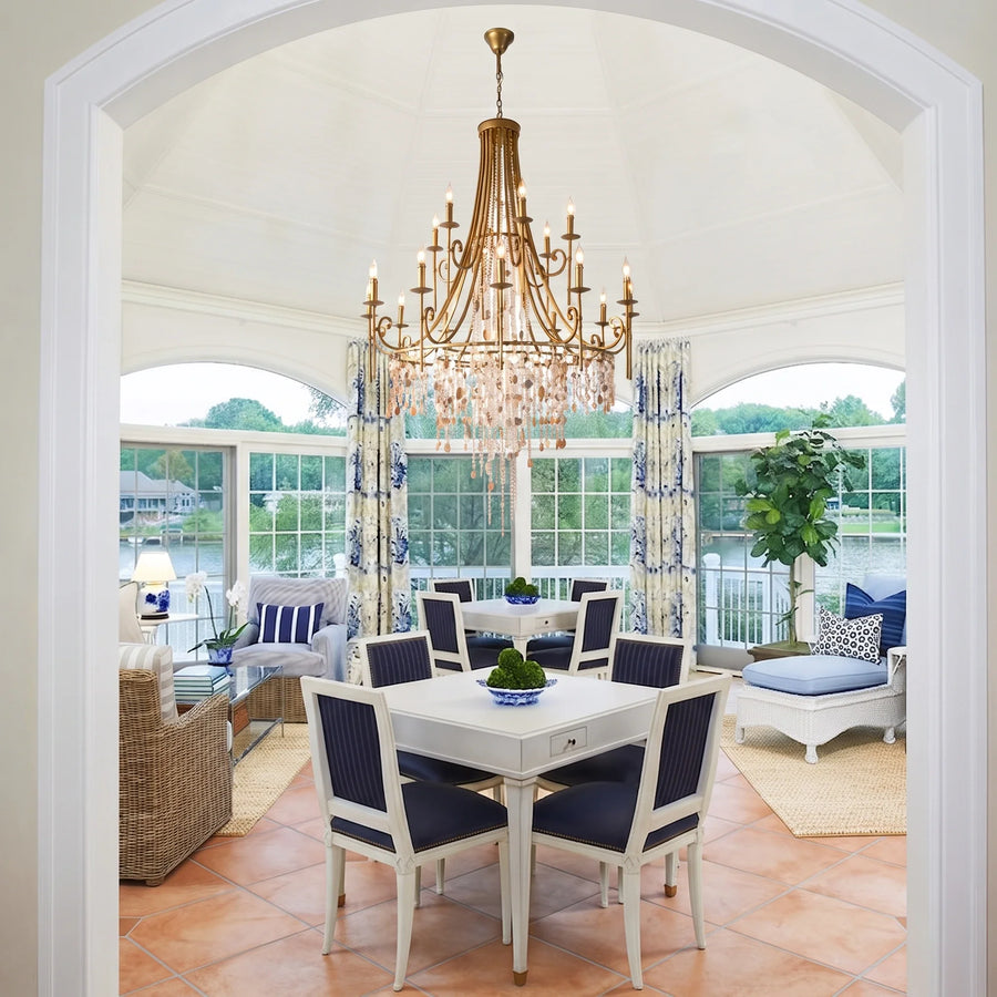 Empire Chandelier in antique brass for Dining Room by AUVIELIGHT