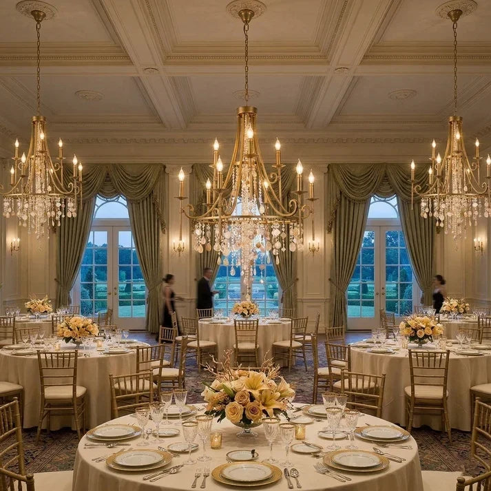 Empire Chandelier in antique brass for Dining Room by AUVIELIGHT