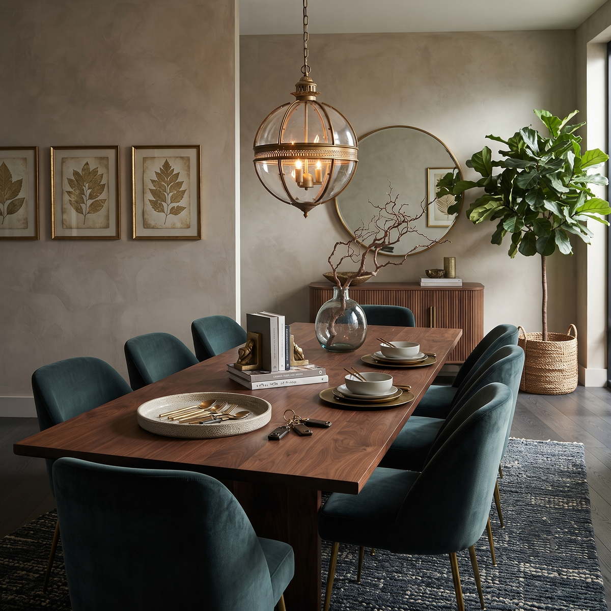 Globe Pendant Light in antique brass for Kitchen Island by AUVIELIGHT