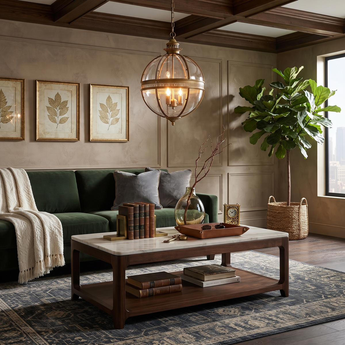 Globe Pendant Light in antique brass for Kitchen Island by AUVIELIGHT