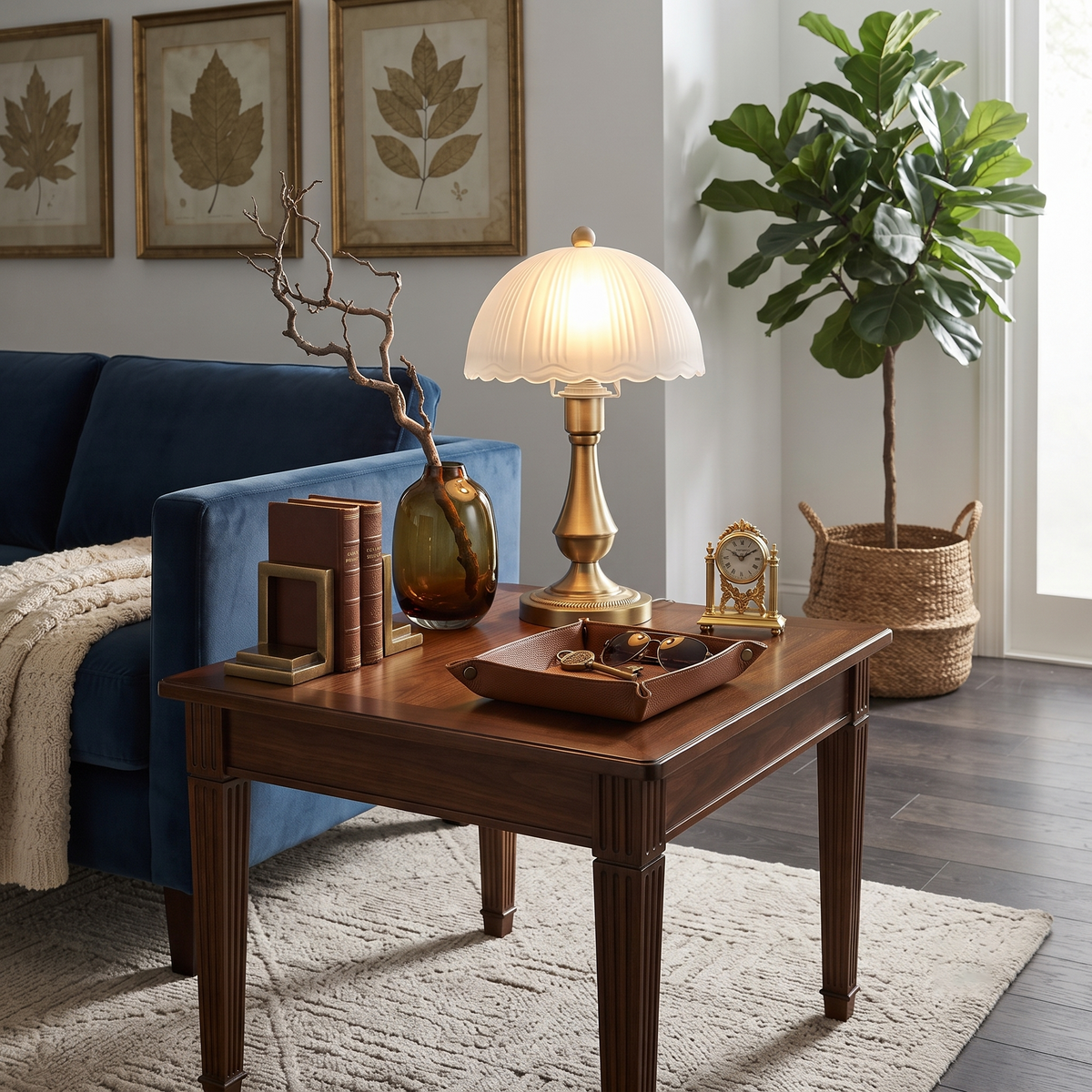 Scalloped Light in antique brass for Living Room by AUVIELIGHT