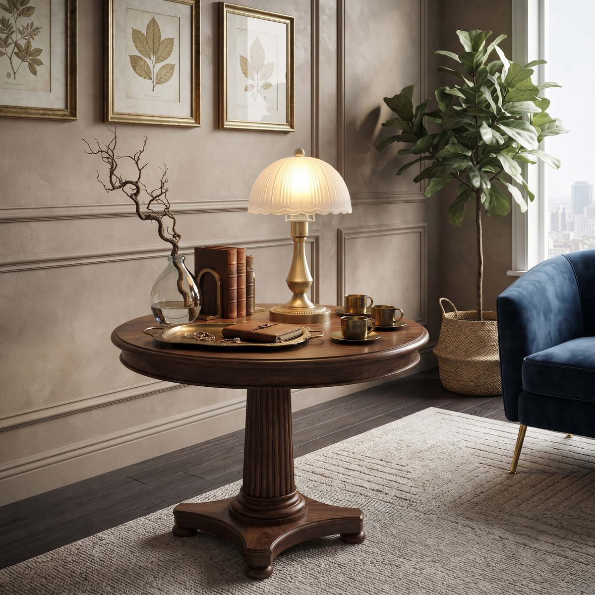 Scalloped Light in antique brass for Living Room by AUVIELIGHT