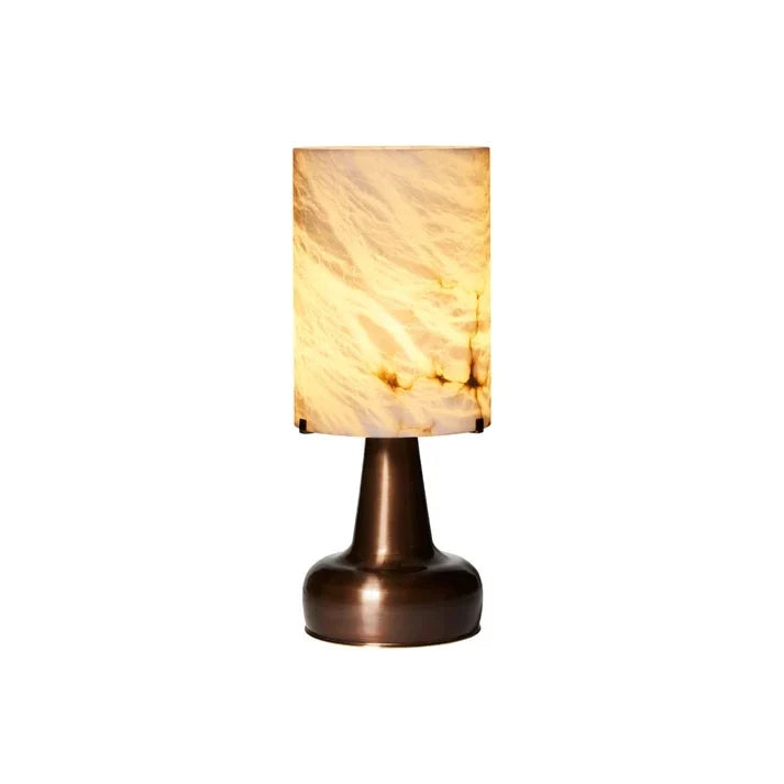 Modern Desk Lamp in antique alabaster for Home Office by AUVIELIGHT, D 20cm x H 48cm / ∅ 7.9" x H 18.9" / Rose gold & White / AU plug and 3