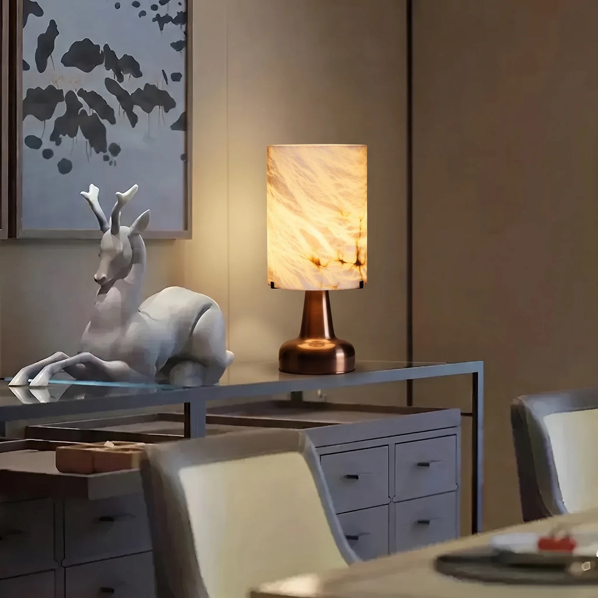 Modern Desk Lamp in antique alabaster for Home Office by AUVIELIGHT