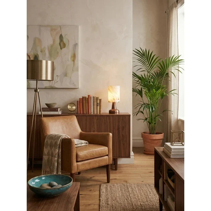Modern Desk Lamp in antique alabaster for Home Office by AUVIELIGHT