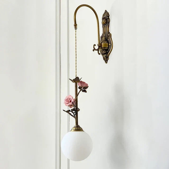 Modern Wall Sconce in rose bronze for Hallway by AUVIELIGHT, D 15cm x H 70cm / ∅ 5.9" x H 27.6" / Antique brass & White