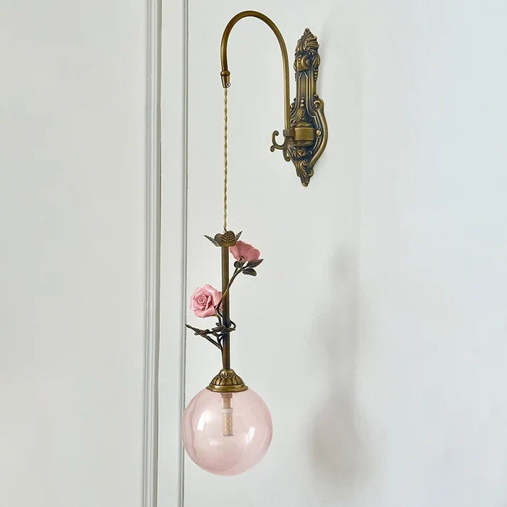 Modern Wall Sconce in rose bronze for Hallway by AUVIELIGHT, D 15cm x H 70cm / ∅ 5.9" x H 27.6" / Antique brass & Pink