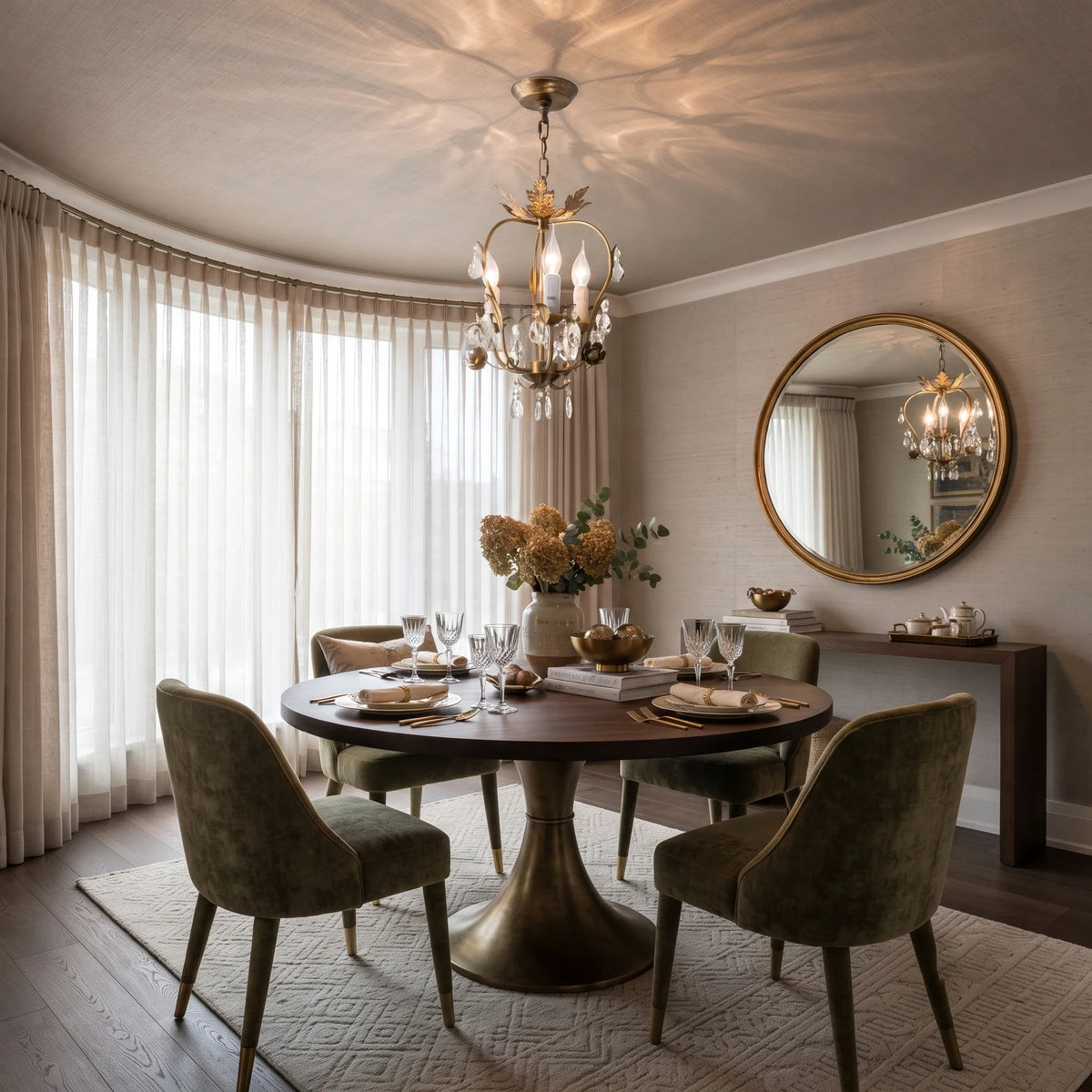 Leaf Chandelier in antique crystal for Dining Room by AUVIELIGHT