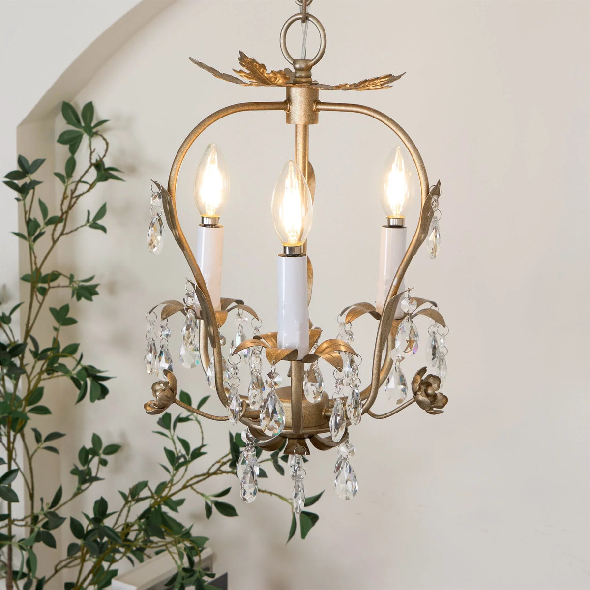 Leaf Chandelier in antique crystal for Dining Room by AUVIELIGHT