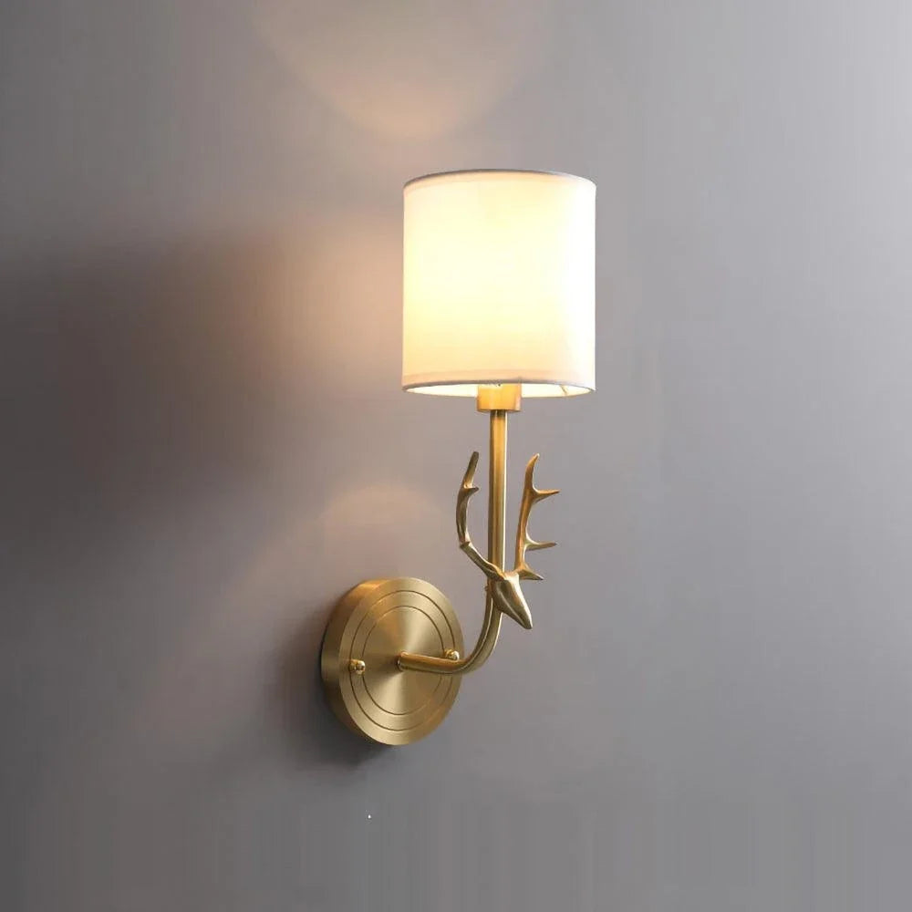 Antler Wall Sconce in brass for Hallway by AUVIELIGHT, ∅ 5.1" x H 15.4" / Dia 13cm x H 39cm / Brass
