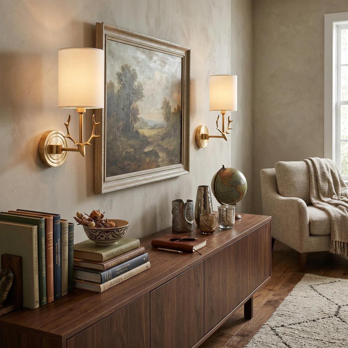 Antler Wall Sconce in brass for Hallway by AUVIELIGHT