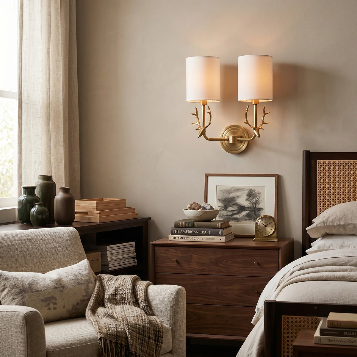 Antler Wall Sconce in brass for Hallway by AUVIELIGHT