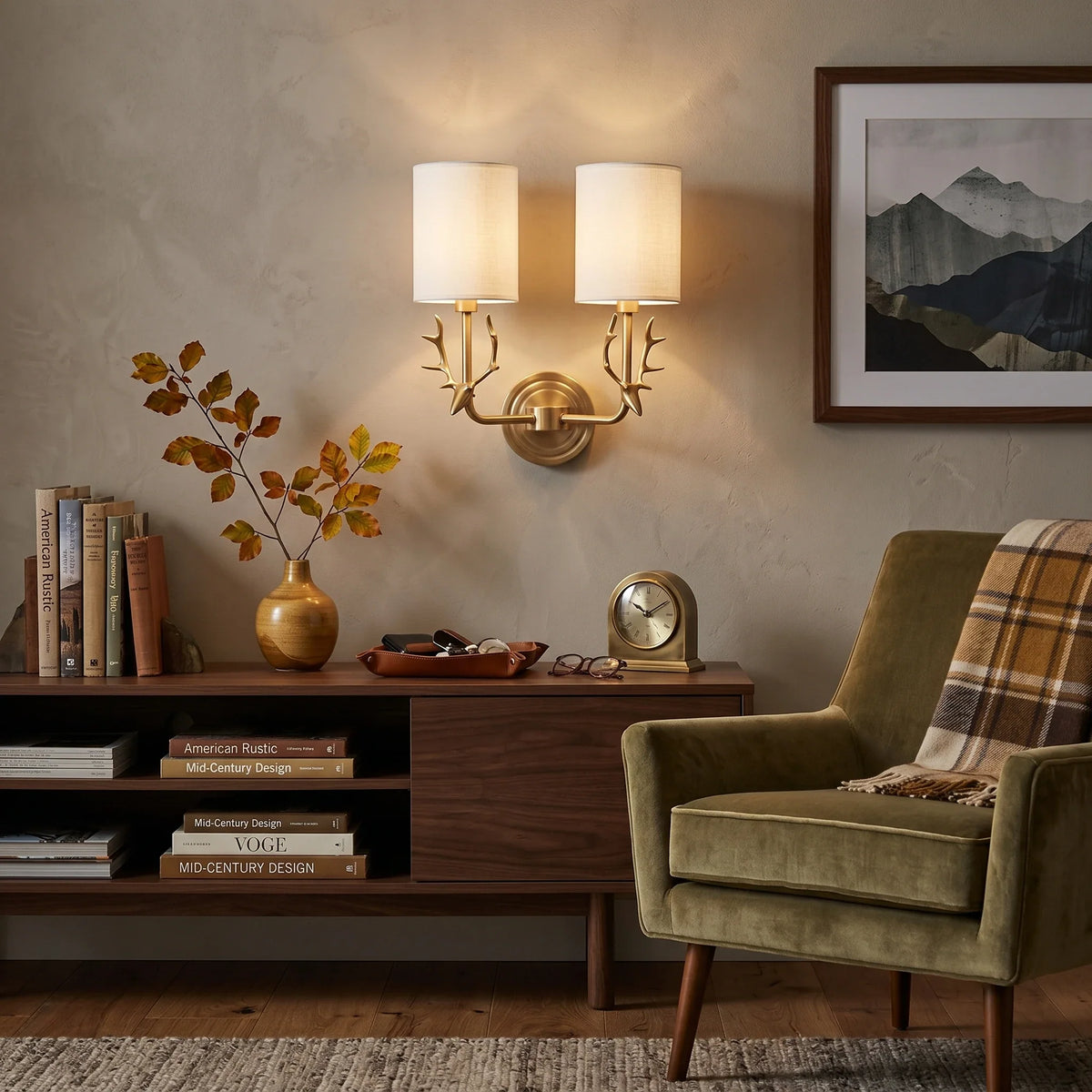 Antler Wall Sconce in brass for Hallway by AUVIELIGHT