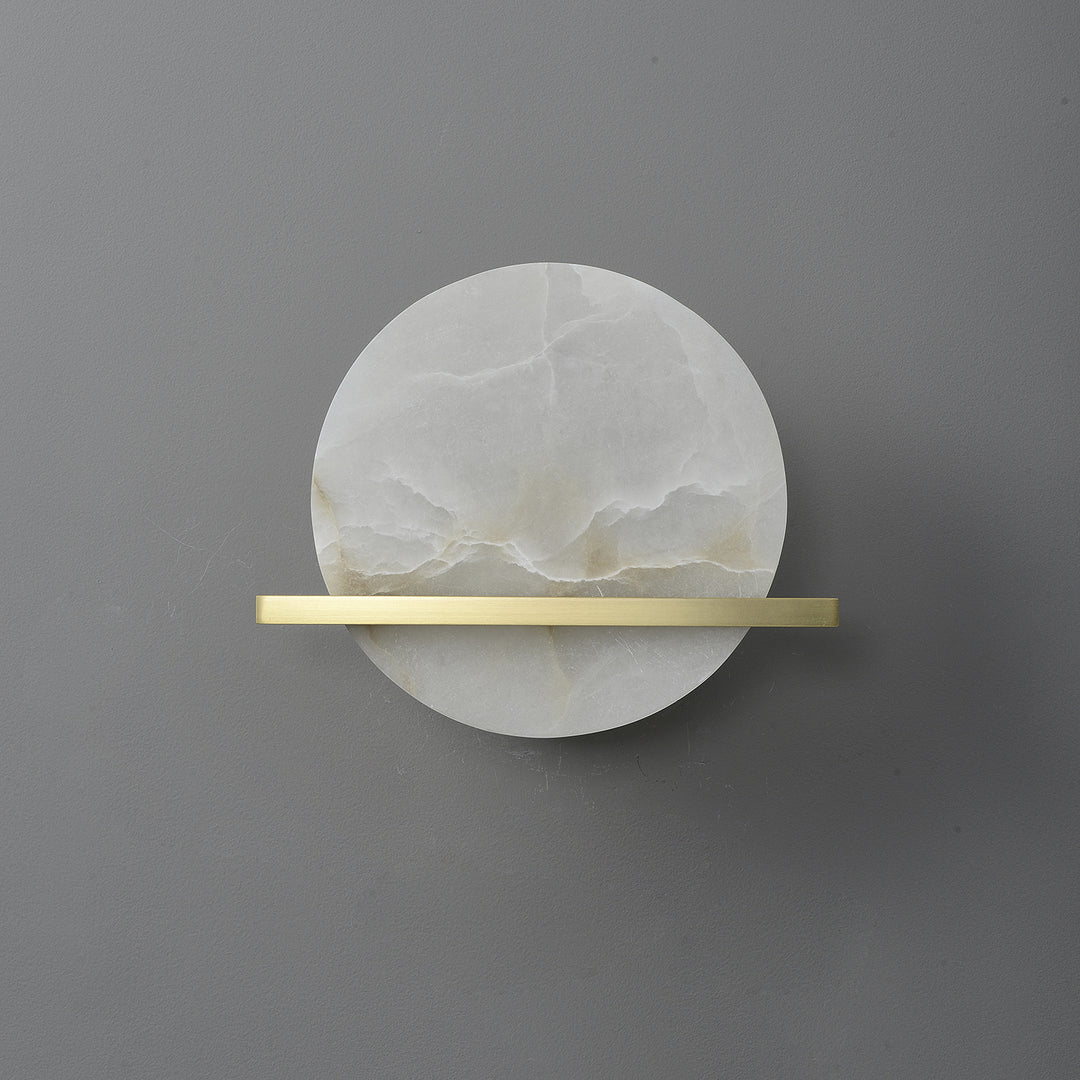 Anya Disc Wall Sconce in alabaster for Hallway by AUVIELIGHT