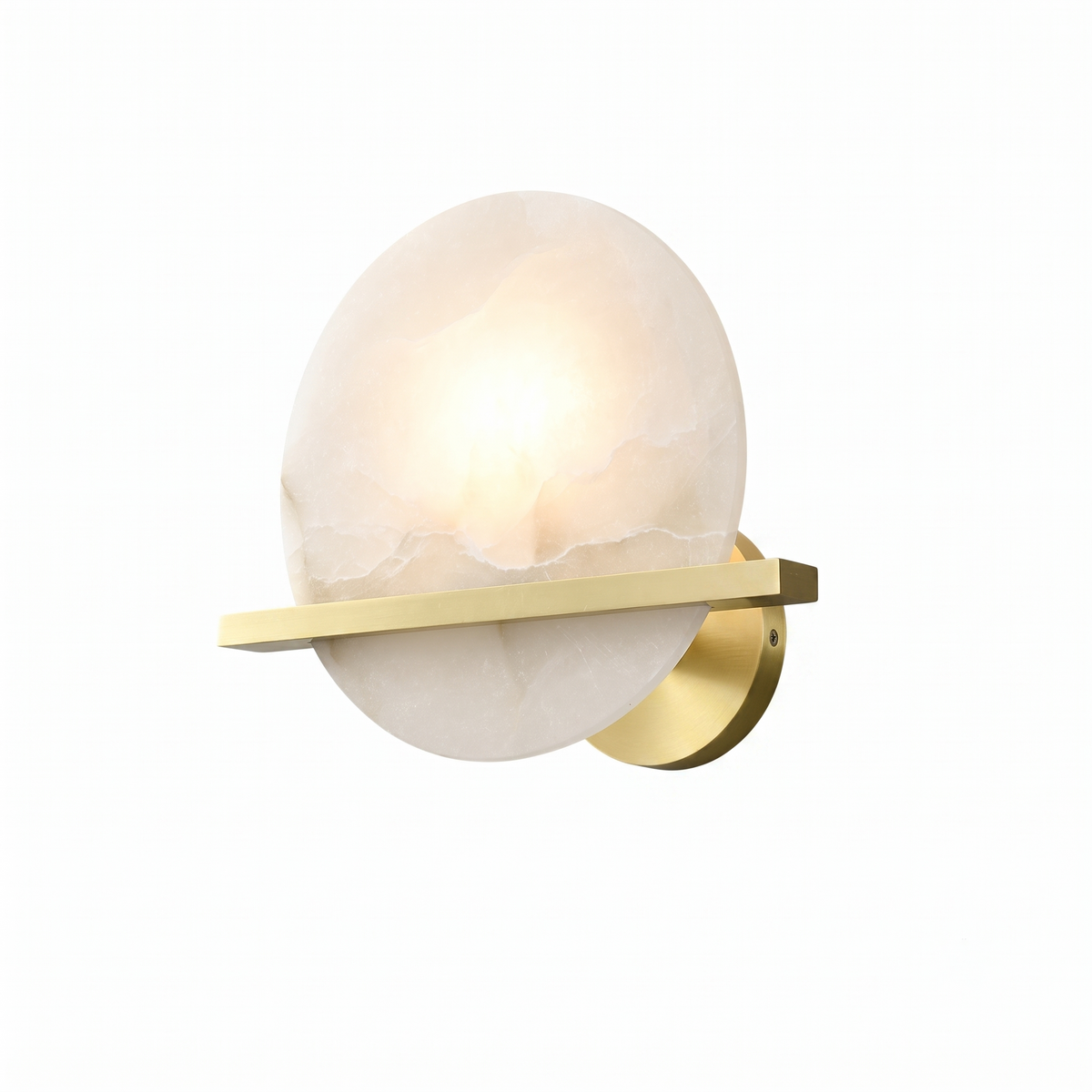 Anya Disc Wall Sconce in alabaster for Hallway by AUVIELIGHT
