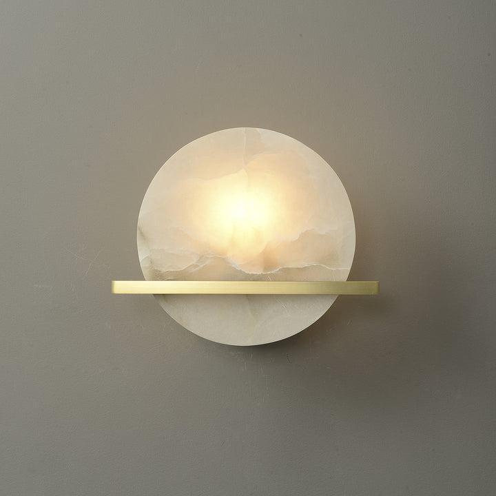 Anya Disc Wall Sconce in alabaster for Hallway by AUVIELIGHT