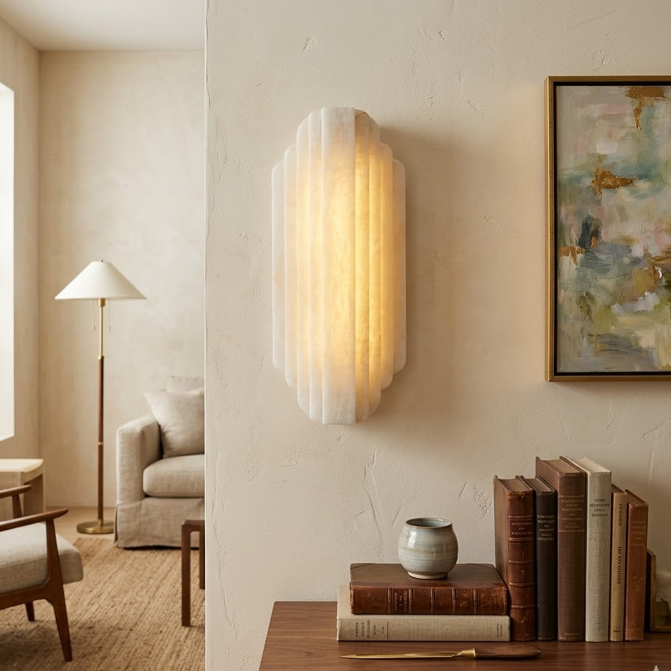 Arcadia Tiered Wall Sconce in alabaster for Hallway by AUVIELIGHT