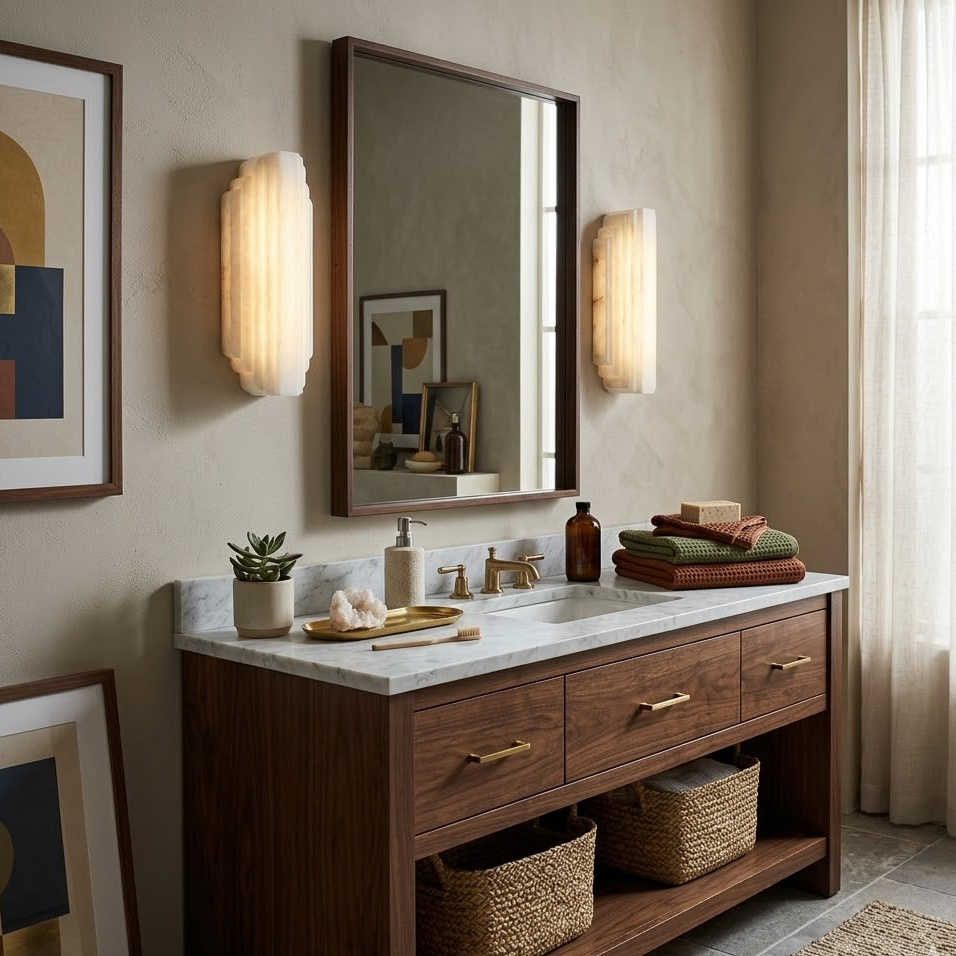 Arcadia Tiered Wall Sconce in alabaster for Hallway by AUVIELIGHT
