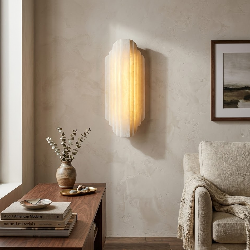 Arcadia Tiered Wall Sconce in alabaster for Hallway by AUVIELIGHT