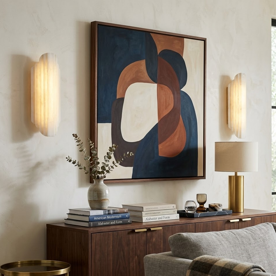 Arcadia Tiered Wall Sconce in alabaster for Hallway by AUVIELIGHT
