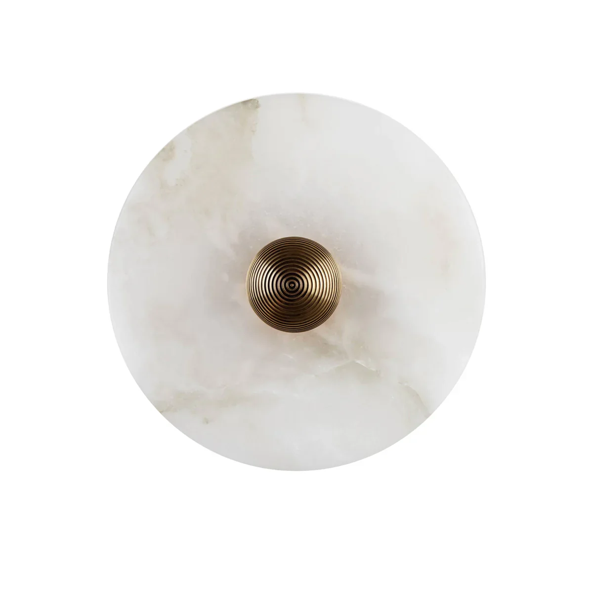 Solaris Disc Wall Light in alabaster for Hallway by AUVIELIGHT, Dia 13.8 x W 4.7" / Bronze & White / Warm Light