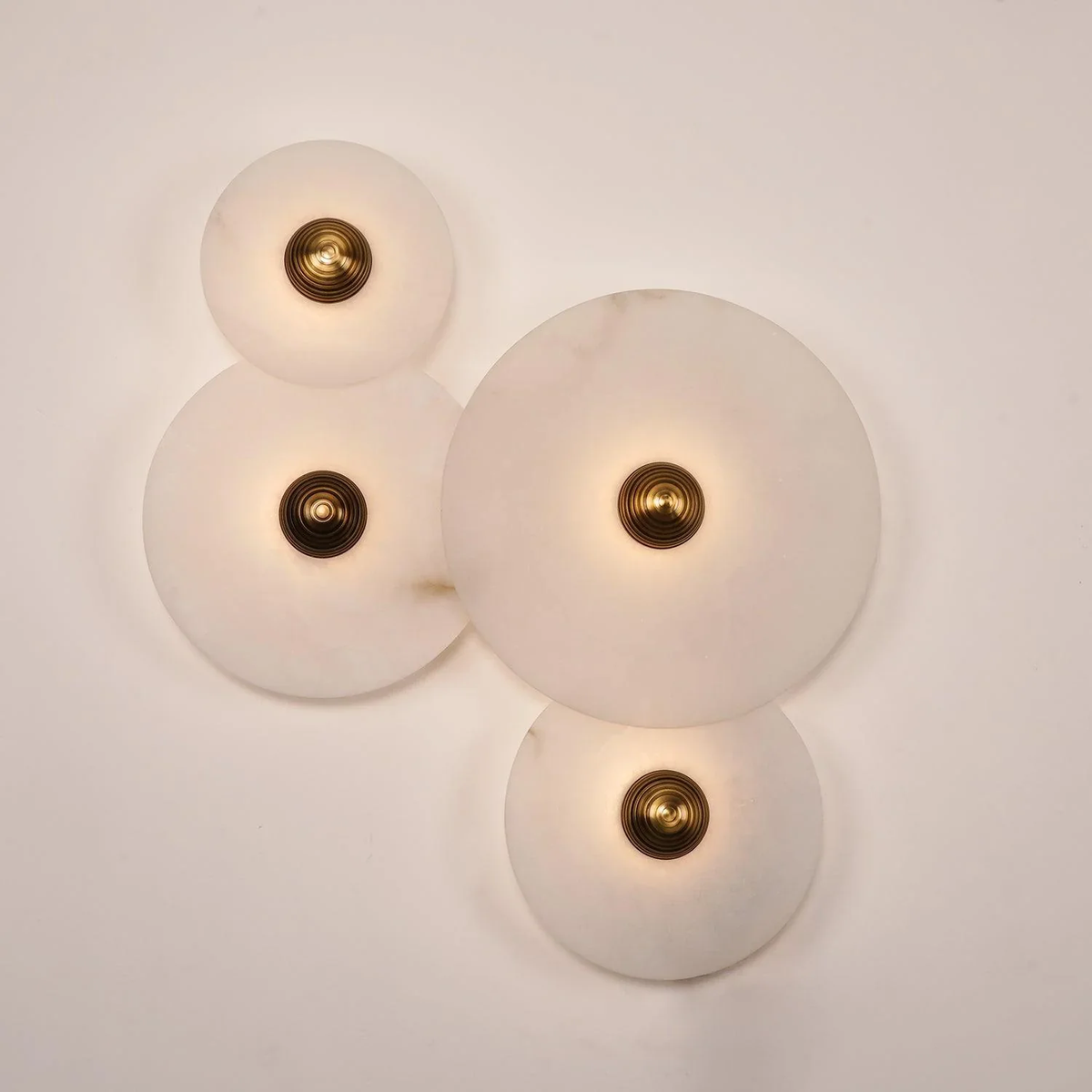Solaris Disc Wall Light in alabaster for Hallway by AUVIELIGHT