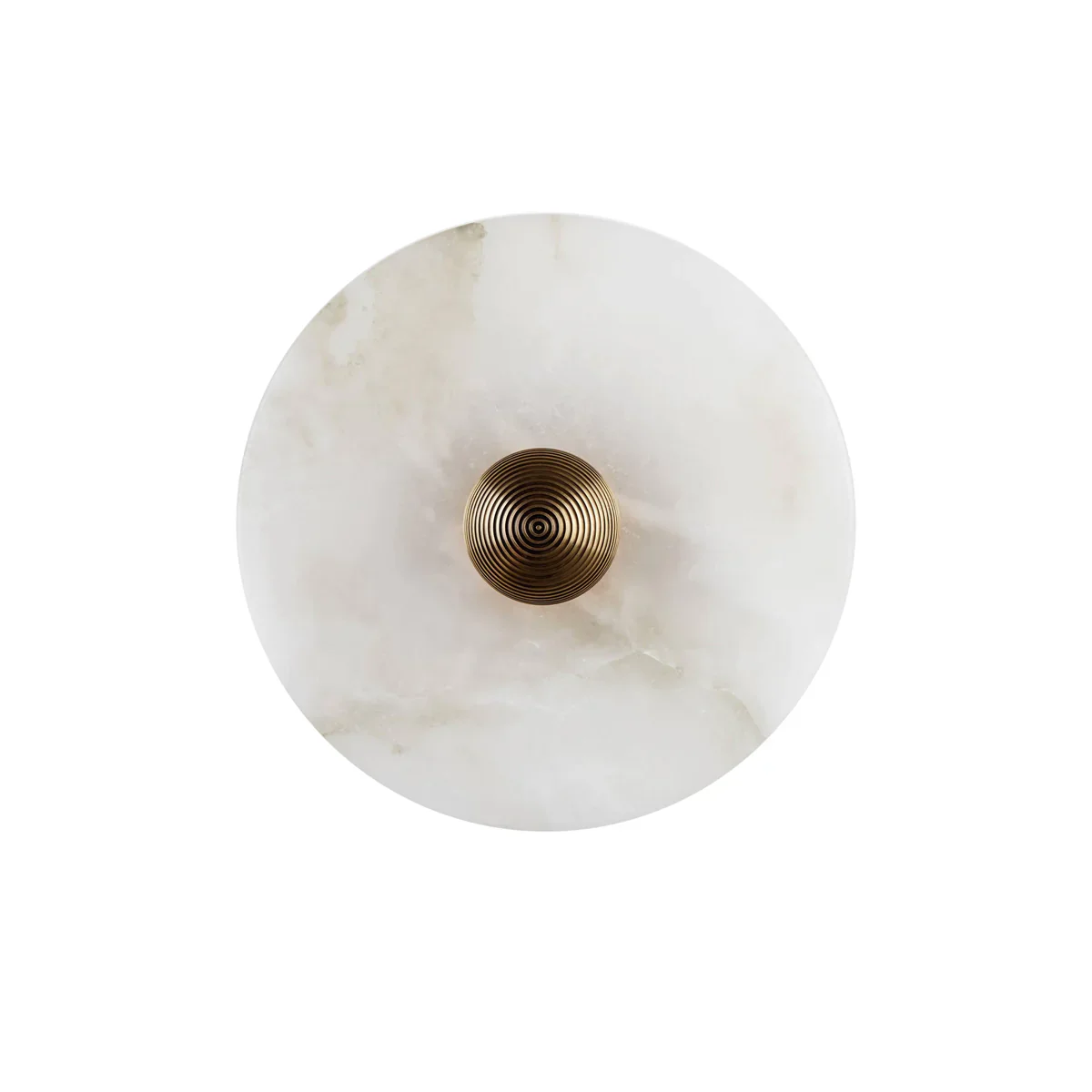 Solaris Disc Wall Light in alabaster for Hallway by AUVIELIGHT, Dia 11.8 x W 4.7" / Bronze & White / Warm Light