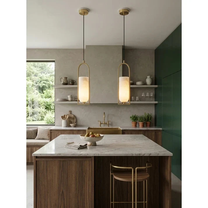 Arched Pendant Light in alabaster for Kitchen Island by AUVIELIGHT
