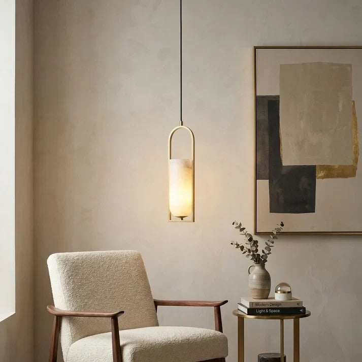 Arched Pendant Light in alabaster for Kitchen Island by AUVIELIGHT