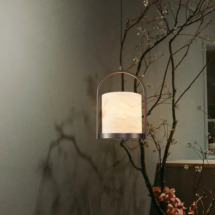 Arched Cylinder Pendant Light in alabaster for Kitchen Island by AUVIELIGHT