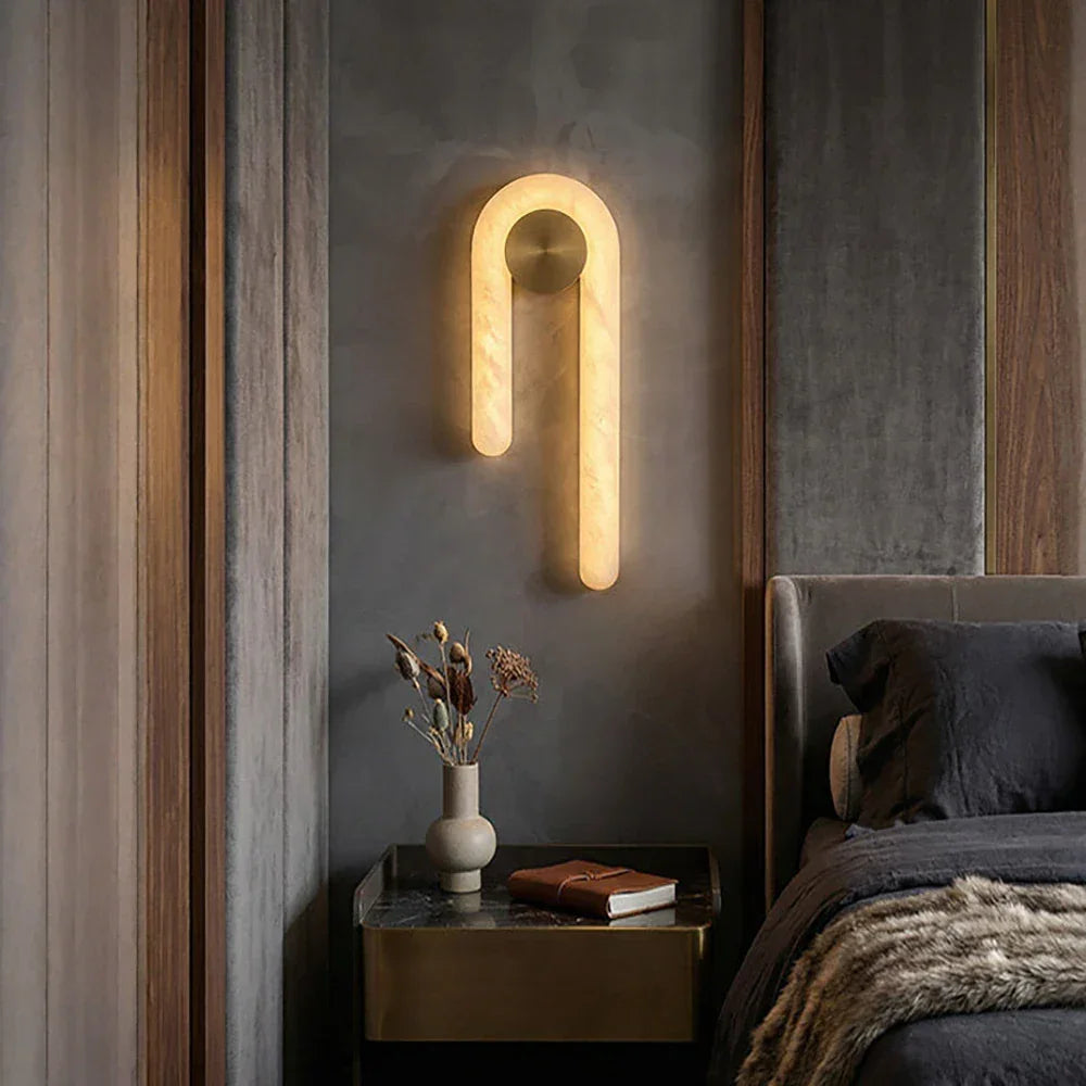 Arlo Loop Wall Sconce in alabaster for Hallway by AUVIELIGHT