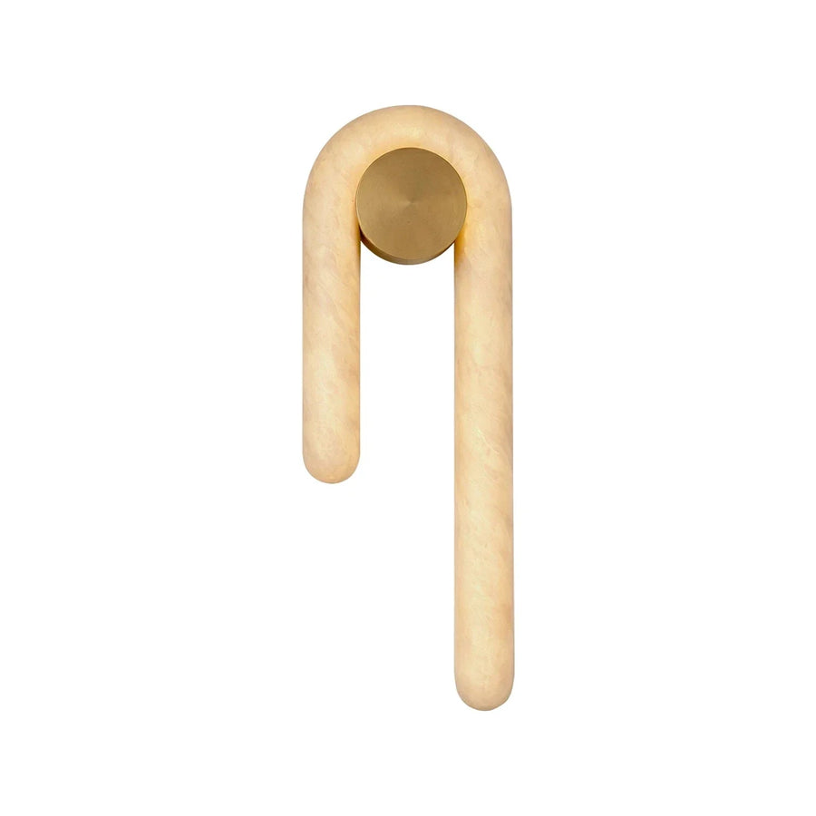 Arlo Loop Wall Sconce in alabaster for Hallway by AUVIELIGHT, Right Dia 21cm x H 59cm / ∅ 8.3″ x H 23.2″ / Gold & White / Warm Light