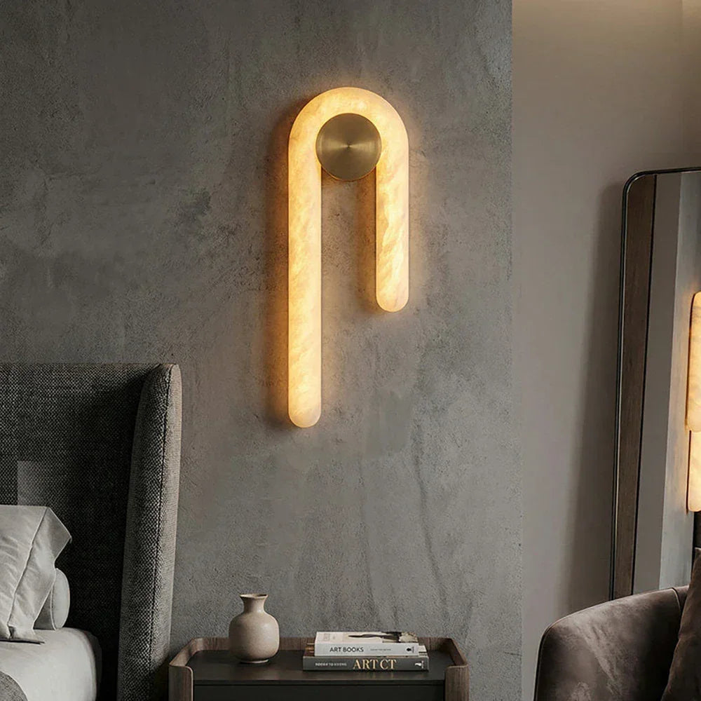Arlo Loop Wall Sconce in alabaster for Hallway by AUVIELIGHT