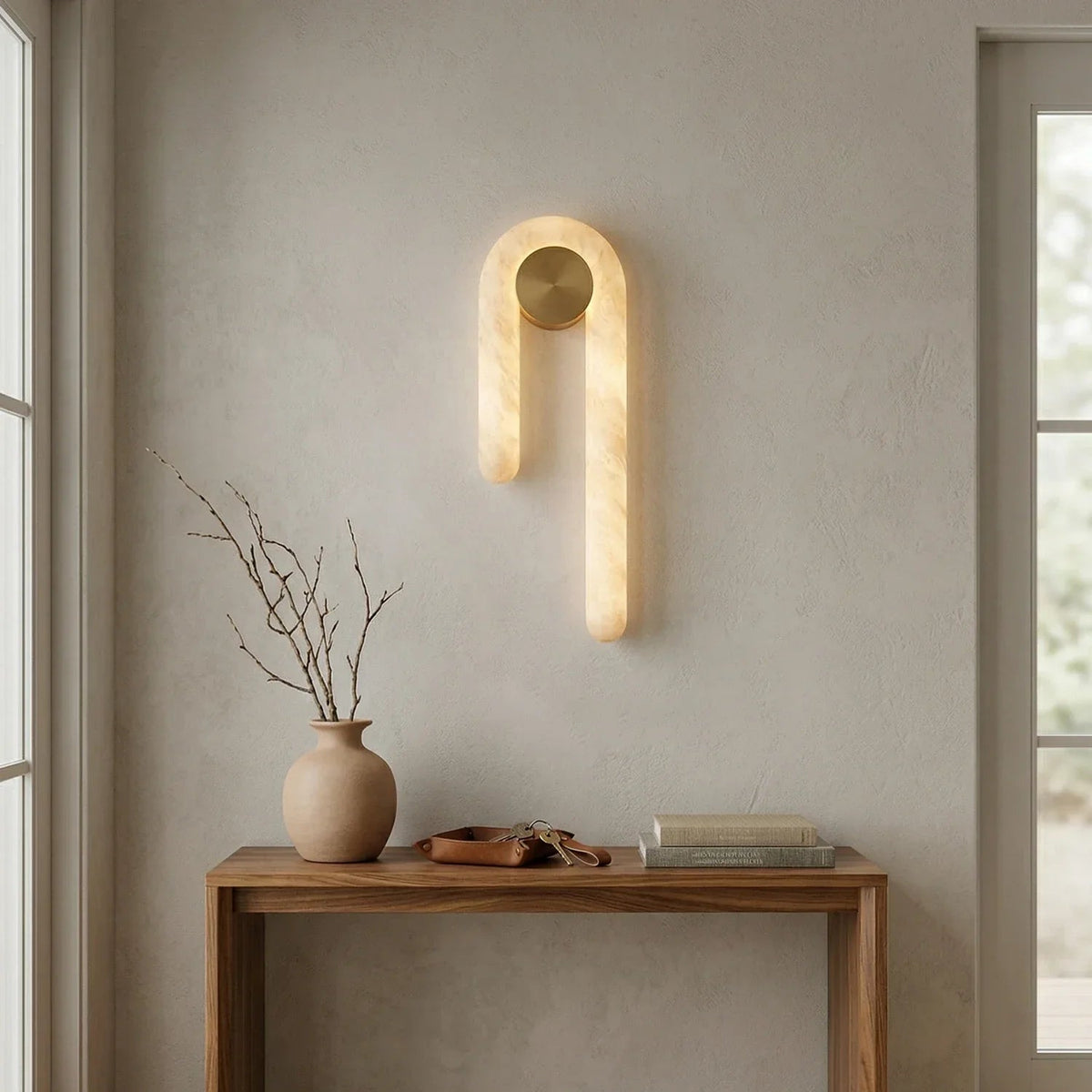 Arlo Loop Wall Sconce in alabaster for Hallway by AUVIELIGHT