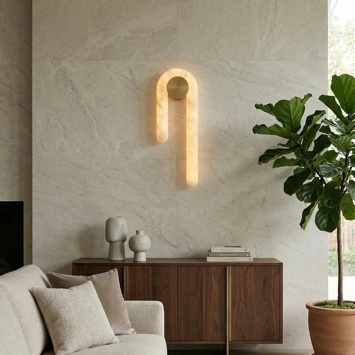 Arlo Loop Wall Sconce in alabaster for Hallway by AUVIELIGHT