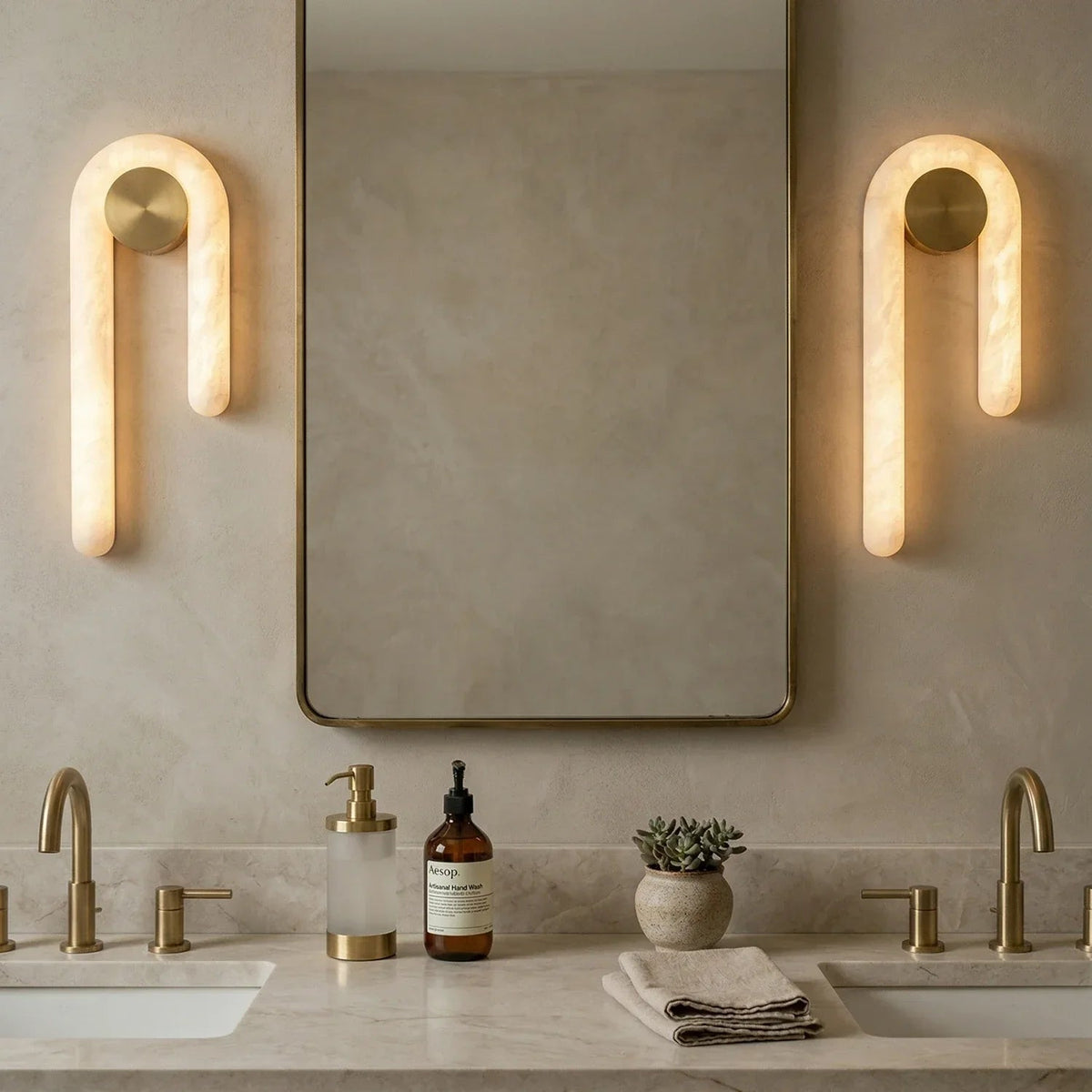 Arlo Loop Wall Sconce in alabaster for Hallway by AUVIELIGHT