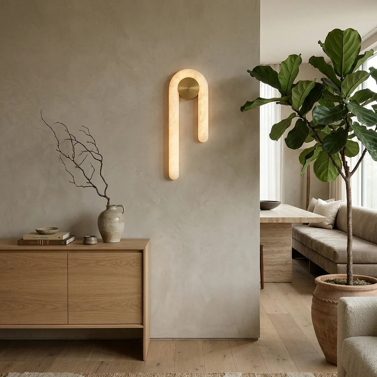Arlo Loop Wall Sconce in alabaster for Hallway by AUVIELIGHT