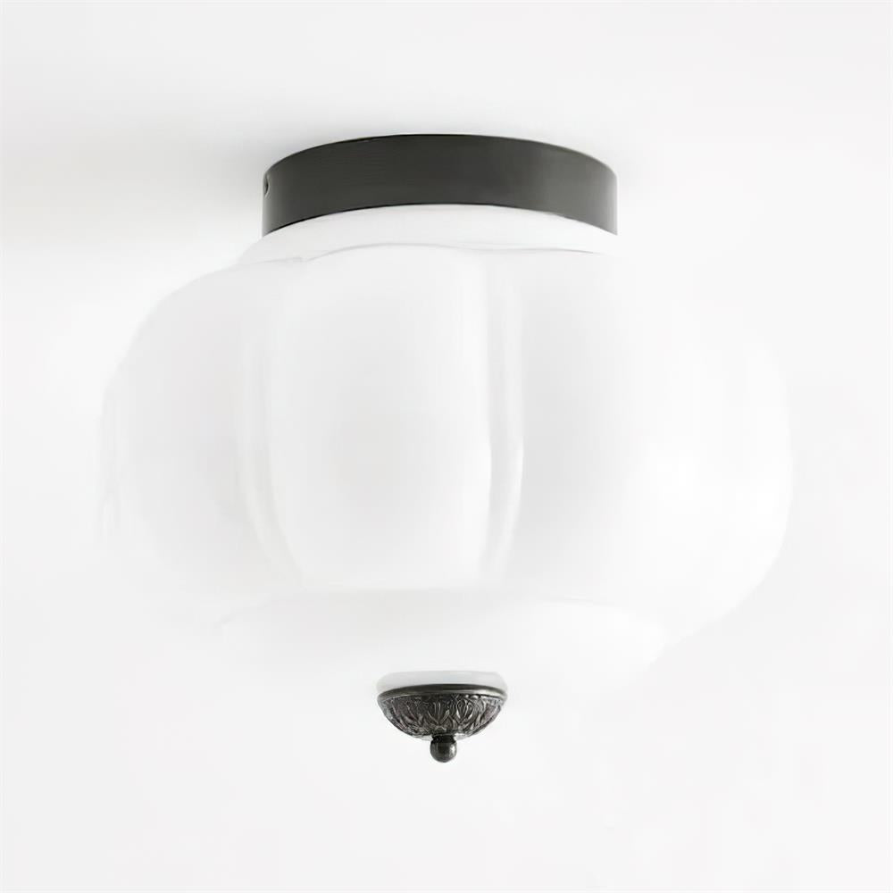 Celadon Ribbed Ceiling Light for Living Room by AUVIELIGHT, Dia 38cm x H 32cm / ∅ 14.9″ x H 12.6″ / Black & White